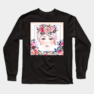 Pretty in Pink mixed media collage Long Sleeve T-Shirt